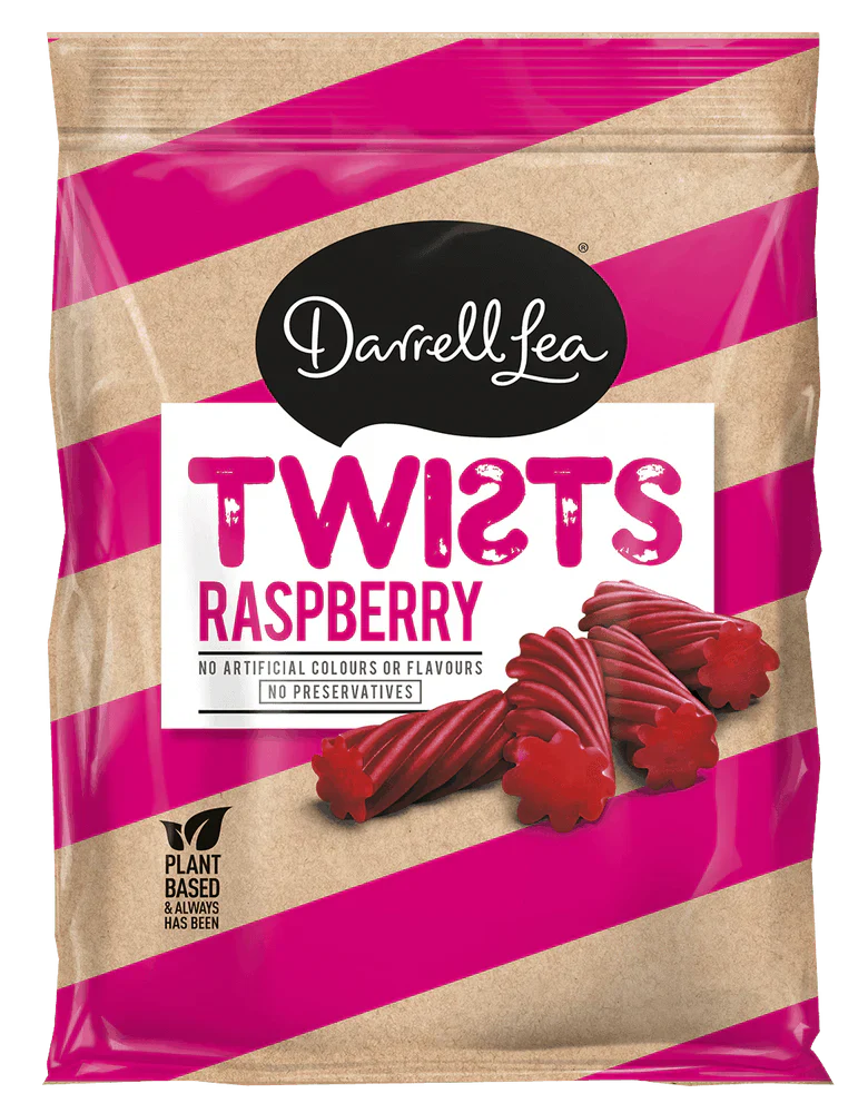 Darrell Lea Twists Raspberry 280g