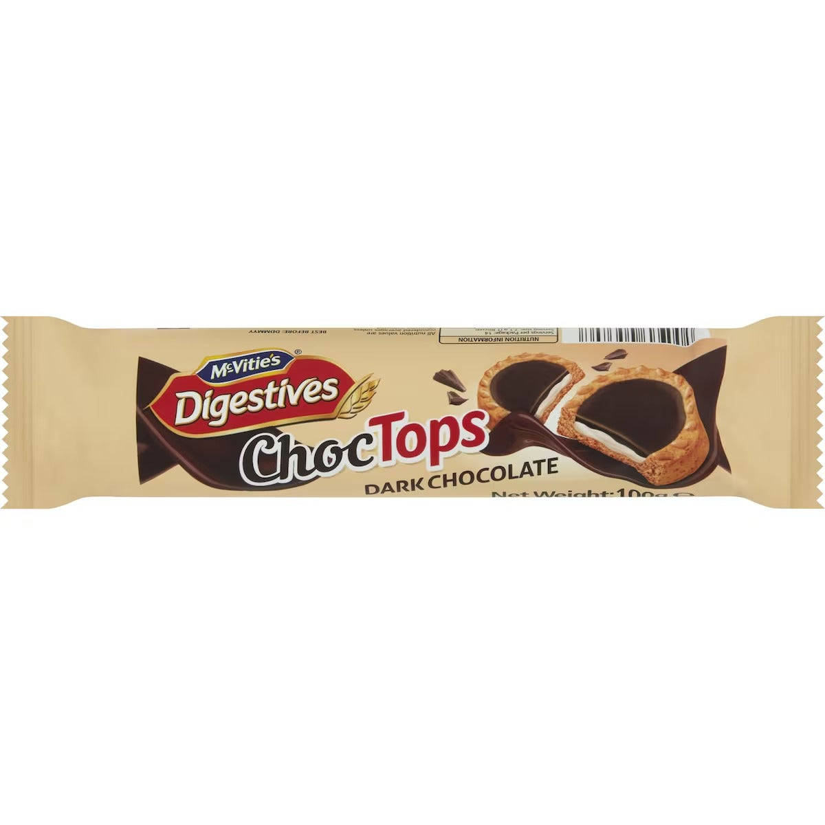 McVitie's Digestives Tops ChocTops Dark Chocolate 100g***