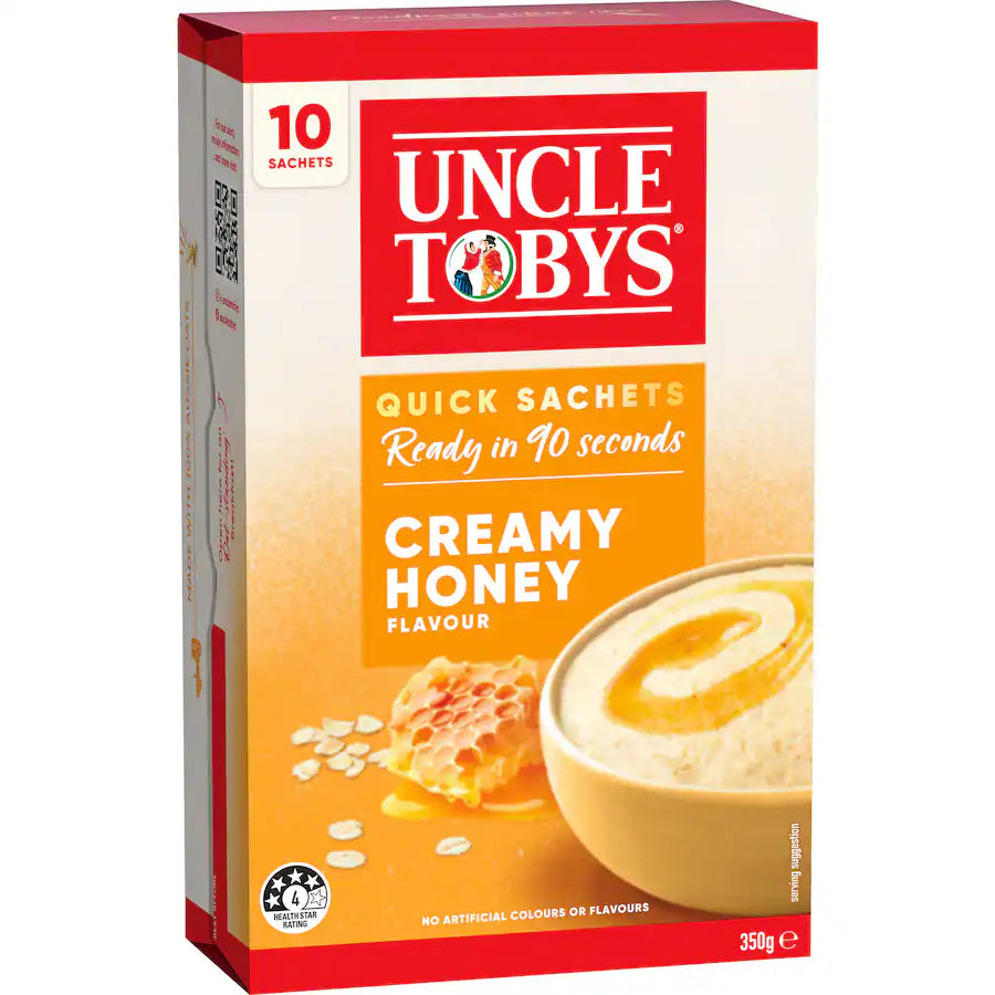 Uncle Tobys Oats Quick Sachets Creamy Honey 350g